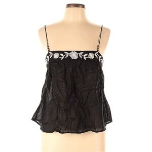 Love Notes Black Floral Tank,‎ size Small, wooden beads, NWT